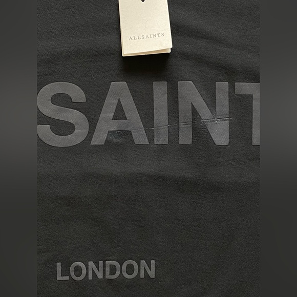 AllSaints Biggy Logo Sweatshirt Men’s XXL Black Oversized Crewneck Pullover - Picture 7 of 12